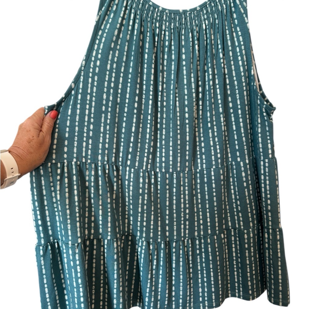 NWT Wonderly Teal Tiered Tank Top w/Sleeveless Design  XXL/PETITE  #CL - Picture 6 of 9